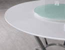 Abby Round Dining Table with Lazy Susan White and Chrome - Furniture Now (CA)