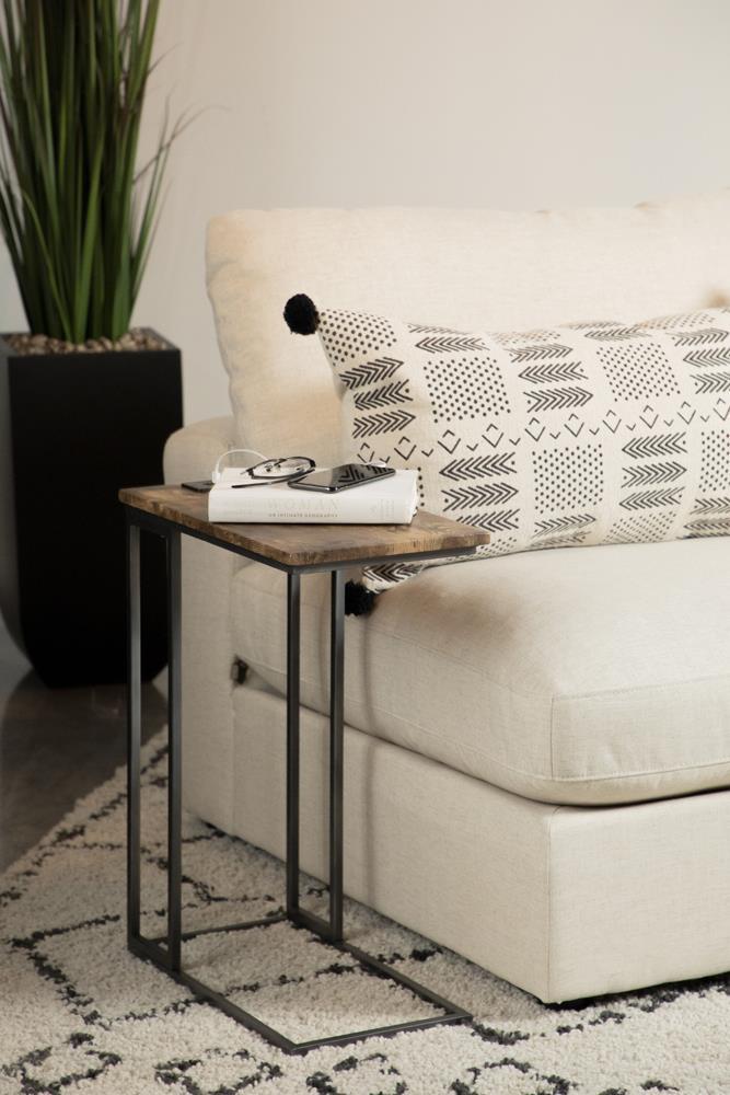 Rudy Snack Table with Power Outlet Gunmetal and Antique Brown - Furniture Now (CA)