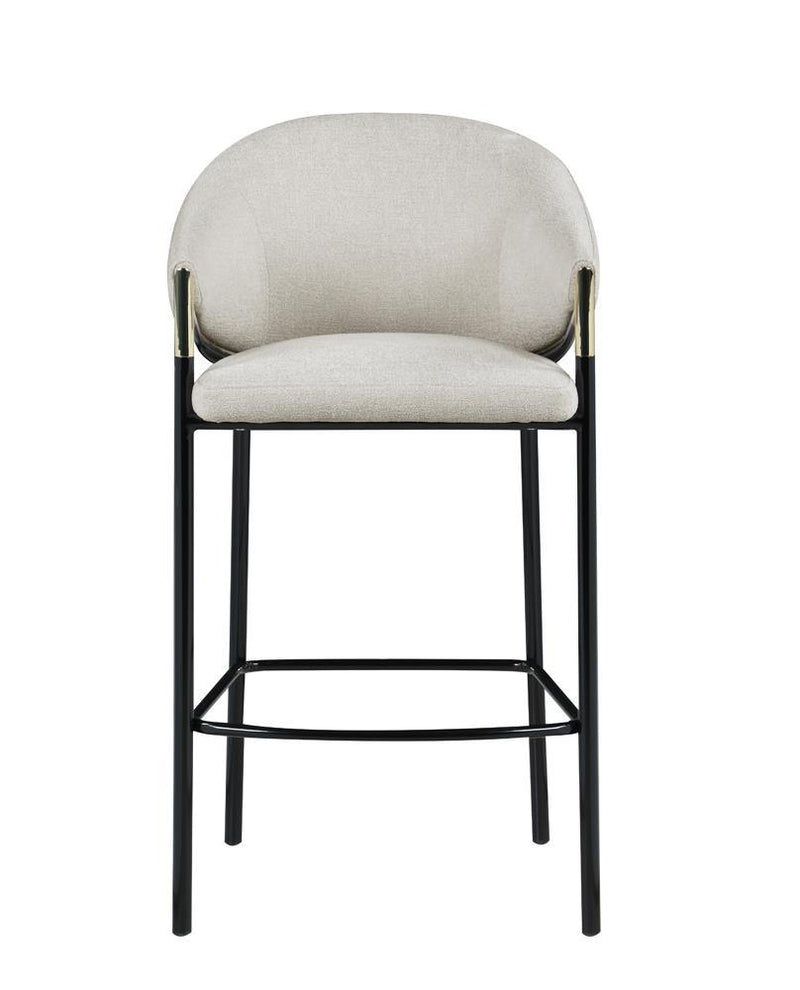 Chadwick Sloped Arm Bar Stools Beige and Glossy Black (Set of 2) - Furniture Now (CA)