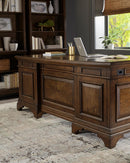 Hartshill Executive Desk with File Cabinets Burnished Oak - Furniture Now (CA)
