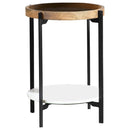 Adhvik Round Accent Table with Marble Shelf Natural and Black - Furniture Now (CA)