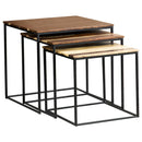 Belcourt 3-piece Square Nesting Tables Natural and Black - Furniture Now (CA)