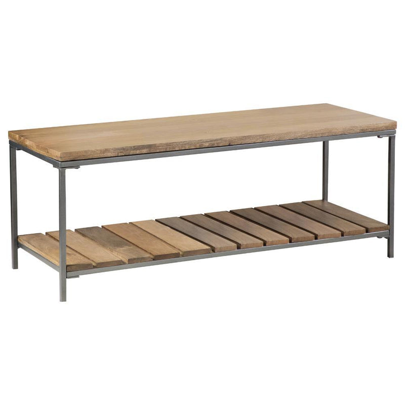 Gerbera Accent Bench with Slat Shelf Natural and Gunmetal - Furniture Now (CA)