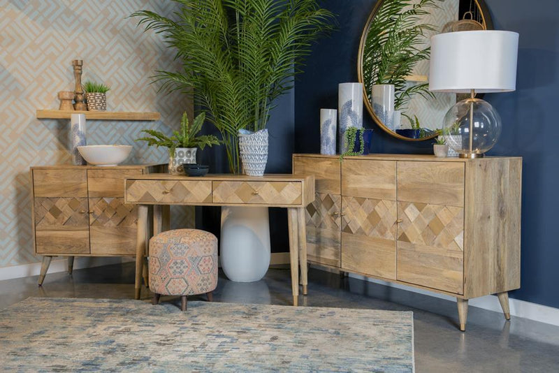 Alyssum Checkered Pattern 3-door Accent Cabinet Natural - Furniture Now (CA)