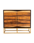 Zara 2-door Accent Cabinet Black Walnut and Gold - Furniture Now (CA)