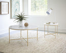 Ellison Round X-cross End Table White and Gold - Furniture Now (CA)