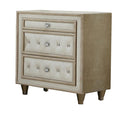 Antonella 3-drawer Upholstered Nightstand Ivory and Camel - Furniture Now (CA)