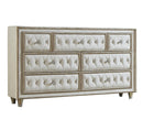 Antonella 7-drawer Upholstered Dresser Ivory and Camel - Furniture Now (CA)