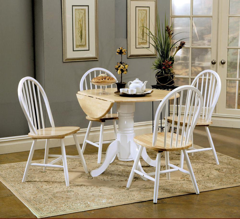 Allison Drop Leaf Round Dining Table Natural Brown and White - Furniture Now (CA)