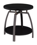 Dacre Round End Table Dark Grey and Black Nickel - Furniture Now (CA)