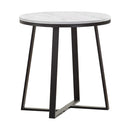 Hugo Metal Base Round End Table White and Matte Black - Furniture Now (CA)