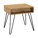 Fanning Square End Table with Open Compartment Golden Oak and Black - Furniture Now (CA)
