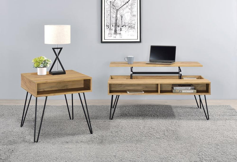 Fanning Lift Top Storage Coffee Table Golden Oak and Black - Furniture Now (CA)