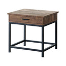 Byers Square 1-drawer End Table Brown Oak and Sandy Black - Furniture Now (CA)