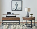 Byers Black Coffee Table with Hidden Storage Brown Oak and Sandy Black - Furniture Now (CA)