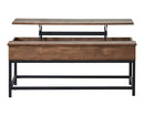 Byers Black Coffee Table with Hidden Storage Brown Oak and Sandy Black - Furniture Now (CA)