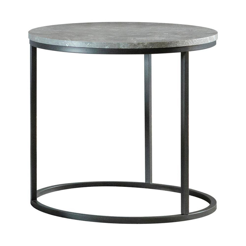 Lainey Faux Marble Round Top End Table Grey and Gunmetal - Furniture Now (CA)