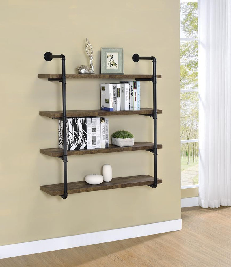 Elmcrest 40-inch Wall Shelf Black and Grey Driftwood - Furniture Now (CA)