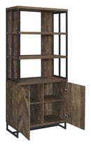 Millbrook 2-door Bookcase Rustic Oak Herringbone and Gunmetal - Furniture Now (CA)