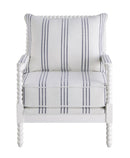 Blanchett Upholstered Accent Chair with Spindle Accent White and Navy - Furniture Now (CA)