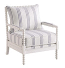 Blanchett Upholstered Accent Chair with Spindle Accent White and Navy - Furniture Now (CA)