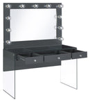 Afshan 3-drawer Vanity Desk with Lighting Mirror Grey High Gloss - Furniture Now (CA)