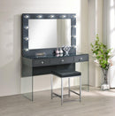 Afshan 3-drawer Vanity Desk with Lighting Mirror Grey High Gloss - Furniture Now (CA)