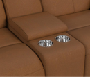 Leather Power Reclining Console Loveseat