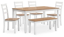 Gesthaven Dining Table with 4 Chairs and Bench (Set of 6) - Furniture Now (CA)