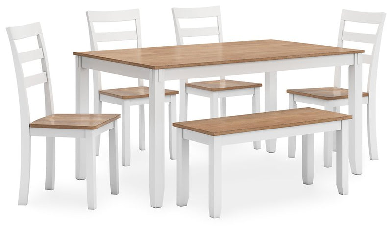 Gesthaven Dining Table with 4 Chairs and Bench (Set of 6) - Furniture Now (CA)