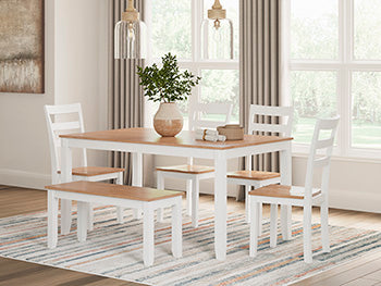 Gesthaven Dining Table with 4 Chairs and Bench (Set of 6) - Furniture Now (CA)