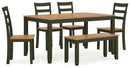 Gesthaven Dining Table with 4 Chairs and Bench (Set of 6) - Furniture Now (CA)