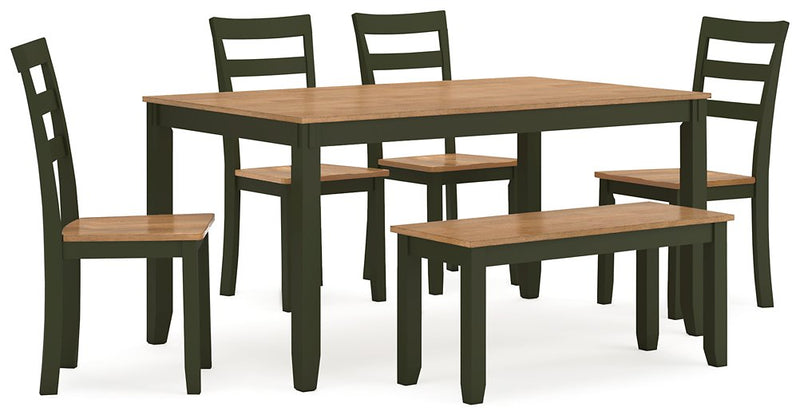 Gesthaven Dining Table with 4 Chairs and Bench (Set of 6) - Furniture Now (CA)