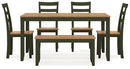 Gesthaven Dining Table with 4 Chairs and Bench (Set of 6) - Furniture Now (CA)