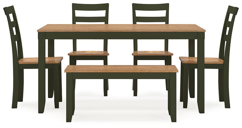 Gesthaven Dining Table with 4 Chairs and Bench (Set of 6) - Furniture Now (CA)