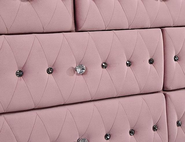 pink velvet dresser Zohar Tufted Pink Dresser
