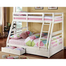 California II Cherry Twin/Full Bunk Bed w/ 2 Drawers Cherry, Walnut, Grey, &Oak