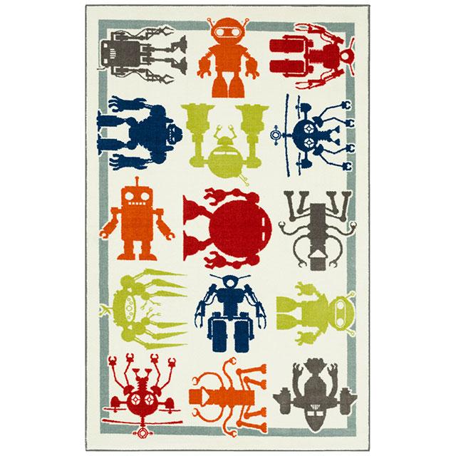 BARON 5' X 8', Area Rug, Robots, Multi/Ivory
