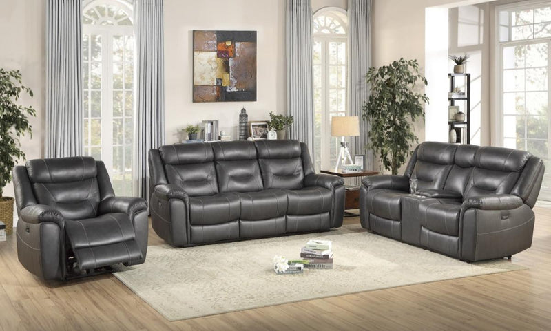 Homelegance Furniture Danio Power Double Reclining Loveseat with Power Headrests in Dark Gray 9528DGY-2PWH