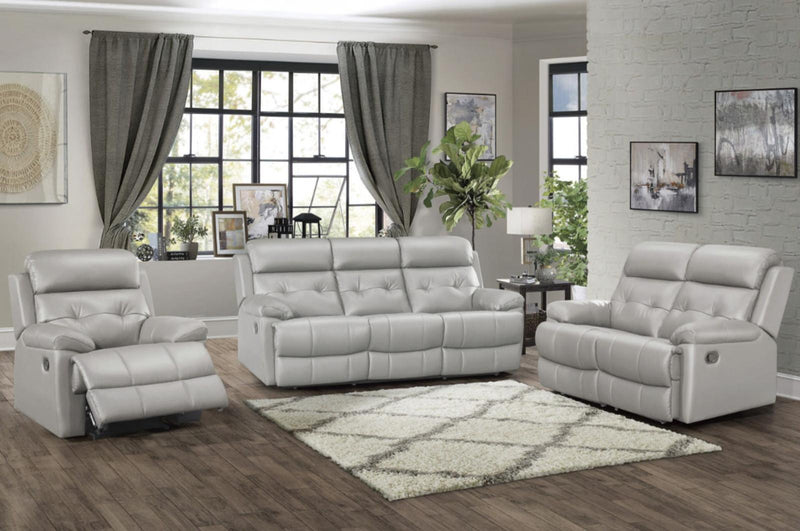 Homelegance Furniture Lambent Double Reclining Sofa in Silver Gray