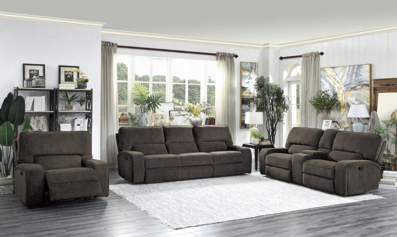 Homelegance Furniture Borneo Double Reclining Sofa in Chocolate