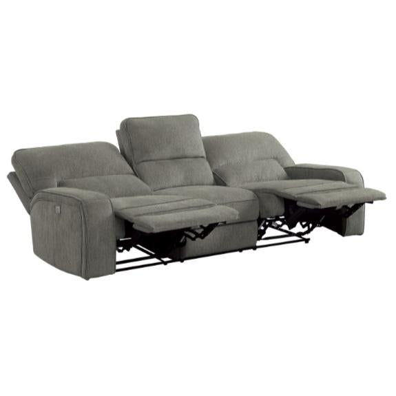 Homelegance Furniture Borneo Power Double Reclining Sofa in Mocha