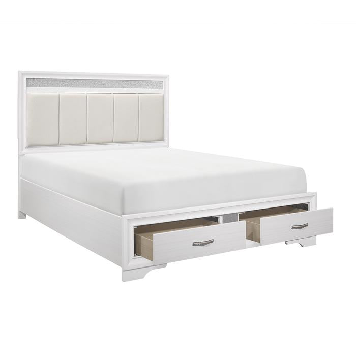 Luster (3) Queen Platform Bed with Footboard Storage