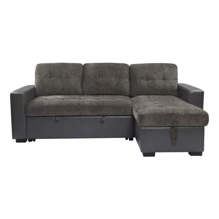 9540GY*SC - (2)2-Piece Reversible Sectional with Pull-out Bed and Hidden Storage image