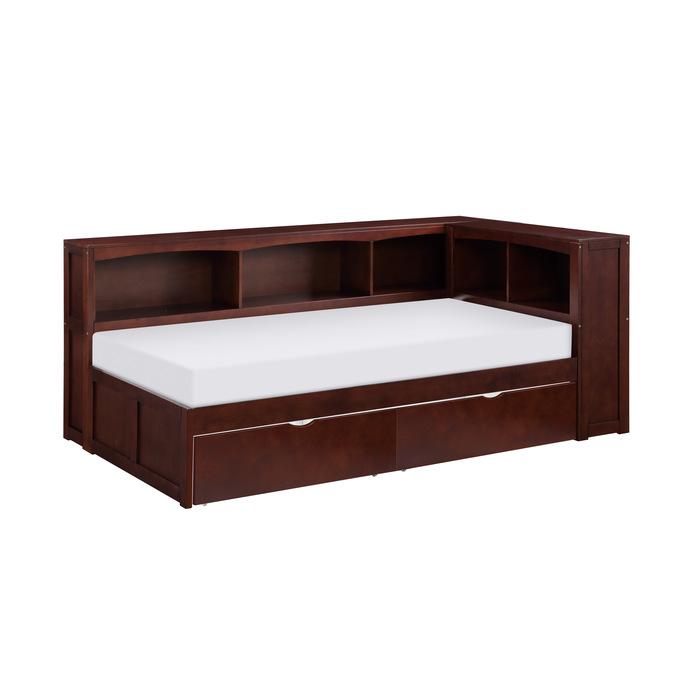 B2013BCDC-1BCT - (4) Twin Bookcase Corner Bed with Storage Boxes - Furniture Now (CA)