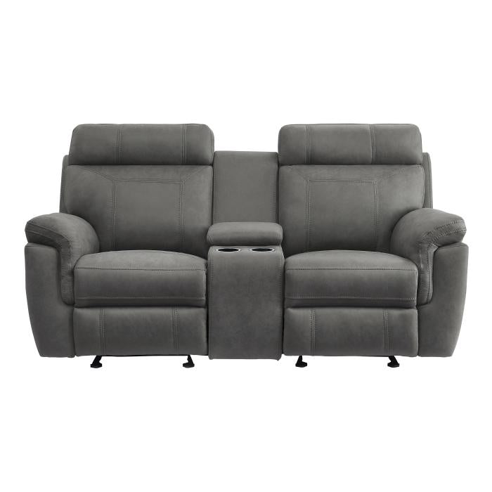 9301GRY-2 - Double Glider Reclining Love Seat with Center Console - Furniture Now (CA)