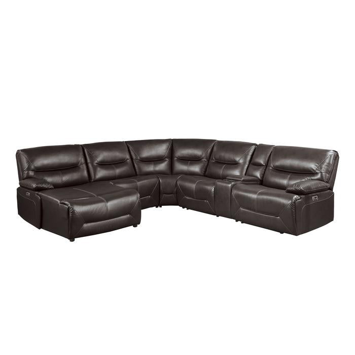 9579BRW6LCRRPW - (6)6-Piece Power Reclining Sectional with Left Chaise - Furniture Now (CA)
