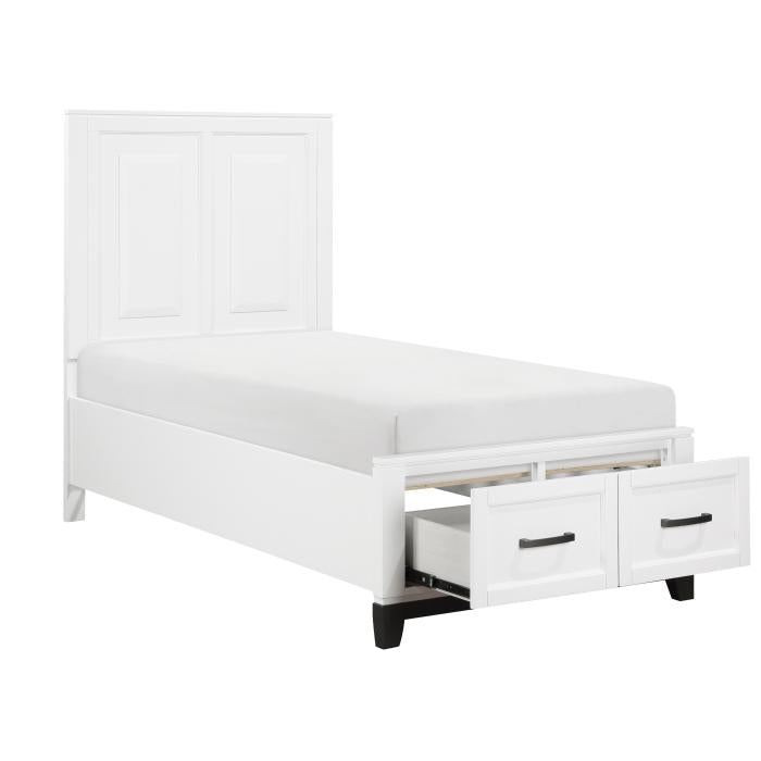 1450WHT-1-Youth (3) Twin Platform Bed with Footboard Storage - Furniture Now (CA)
