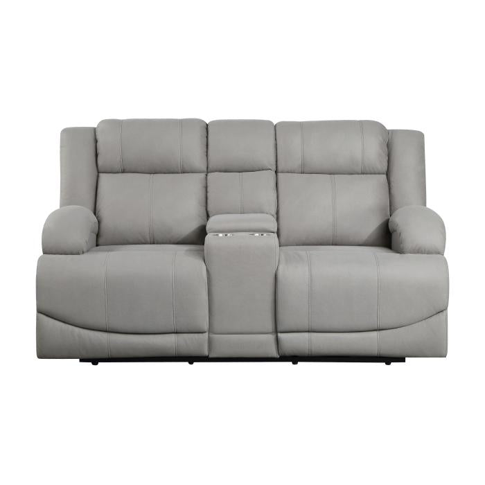 9207GRY-2PW - Power Double Reclining Love Seat with Center Console - Furniture Now (CA)