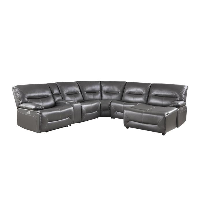 9579GRY6LRRCPW - (6)6-Piece Power Reclining Sectional with Right Chaise - Furniture Now (CA)